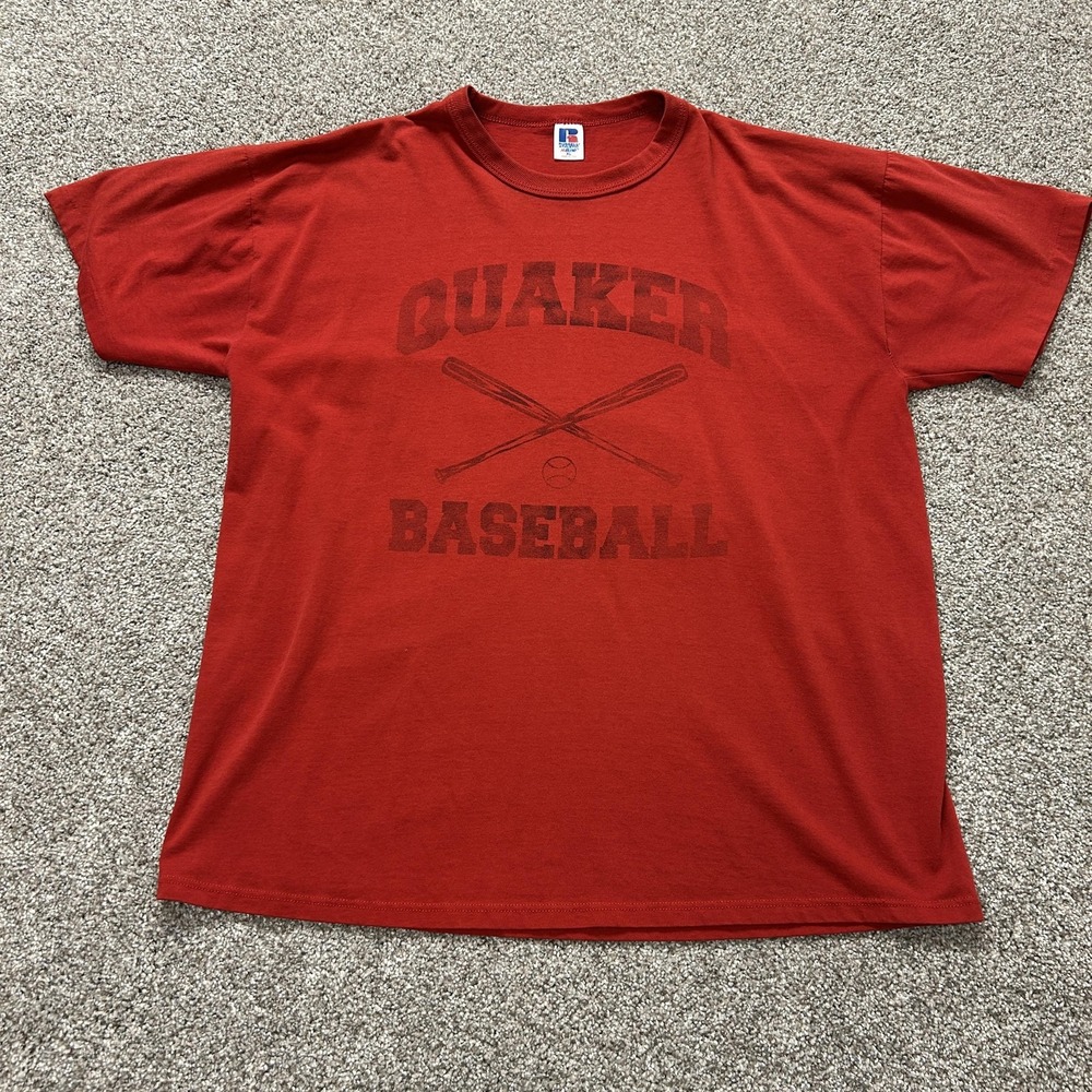 Vintage Russell Athletic Shirt Mens XL Red Quaker Baseball 1999 Tee T-Shirt